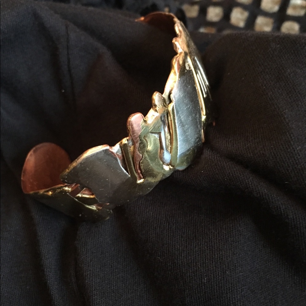 Artisan crafted multi metal cuff bracelet